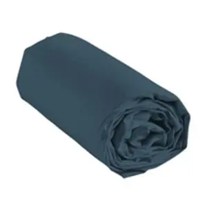 DOUCEUR D'INTERIEUR Drap Housse en Coton Uni - HOME MAISON - Bleu Nuit - 140x190cm - 57 Fils pas cher