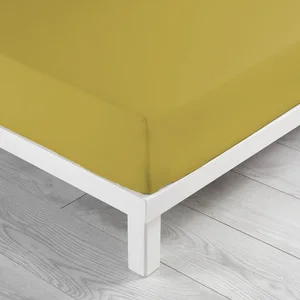 douceur d'intérieur, Drap Housse (160 x 200 cm) Linette Jaune, 100% Coton pas cher