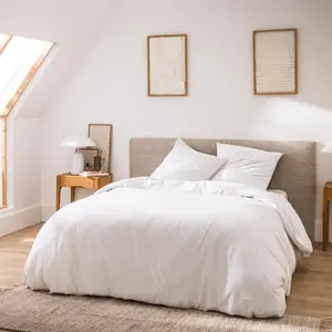 DOUCEUR D'INTÉRIEUR Parure de lit 3 pièces 260 x 240 cm en fils teints lavés unis meline blanc (60 fils) 1644993-blanc pas cher