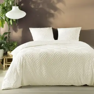 Parure de lit Heltie Ivoire 260x240 - Douceur Dintérieur pas cher