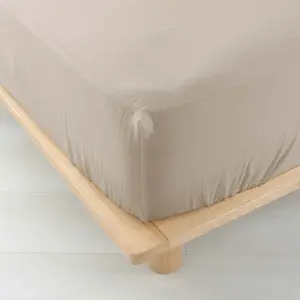 Comparateur de prix : Douceur d'Intérieur Drap housse 2 personnes 160 x 200 cm double gaze coton 57 fils Angelia Sable