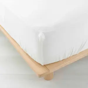 Drap housse 160x200 double gaze de coton blanc Angelia pas cher