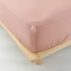 Drap Housse Double Gaze De Coton Vieux Rose 160x200 Cm