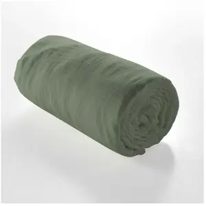 Drap housse 140x190 double gaze de coton kaki Angelia pas cher