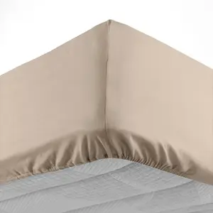 Comparateur de prix : DOUCEUR D'INTERIEUR Drap housse 90x190 cm - Bonnet 30 cm - 100% coton - Sable