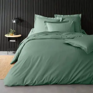 Douceur d'Intérieur Housse de couette en percale de coton uni (260x240 cm - Vert tilleul) pas cher