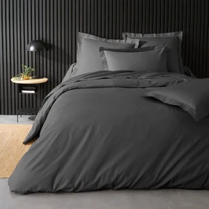 DOUCEUR D'INTÉRIEUR Housse de couette 2 personnes 260 x 240 cm percale de coton 78 fils Acier pas cher