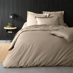 DOUCEUR D'INTÉRIEUR Housse de couette en percale de coton uni (260x240 cm - Sable) pas cher