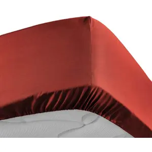 Douceur d'Intérieur Drap housse - Percale - 140 x 190 cm - 78 fils - Uni - Tomette