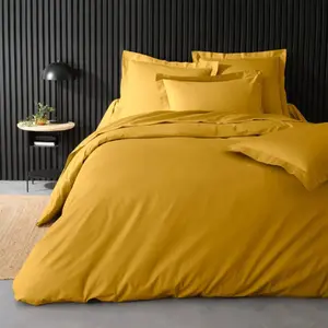 DOUCEUR D'INTÉRIEUR Housse de couette en percale de coton uni (240x220 cm - Jaune Curry) pas cher