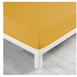 Douceur d'Intérieur Drap housse Biolina en coton biologique ocre bonnet 30 cm 90x190 pas cher