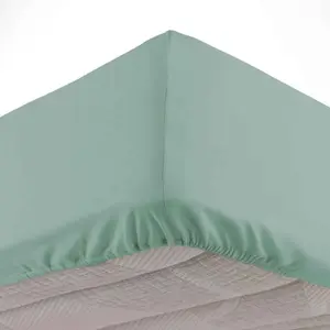 Douceur d'Intérieur Drap housse Biolina en coton biologique vert sauge bonnet 30 cm 140x190 pas cher