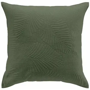 Comparateur de prix : Douceur d'Intérieur Housse de coussin en microfibre avec broderie Palombine - Vert kaki - 60 x 60 cm