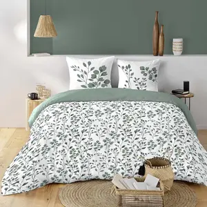 Douceur d'intérieur - Parure housse de couette Maiwen sauge 240x220 cm pas cher