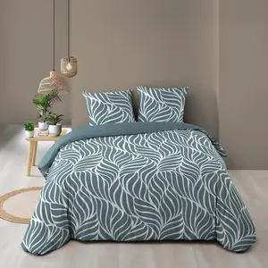 Parure de lit 3 pièces morgane 260x240cm bleu 1645211 pas cher