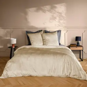 Housse de couette - 220x240 cm + taies - Velours sable - Marron pas cher