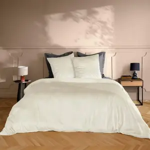 Parure de lit en velours uni Naturel 240x220 cm pas cher