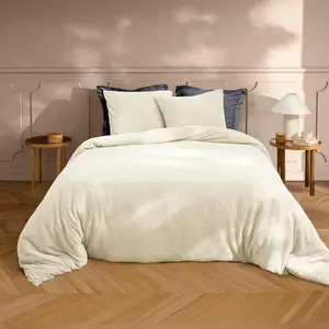 Parure de lit 240 x 220 cm + 2 taies bouclette unie helena naturel P... pas cher