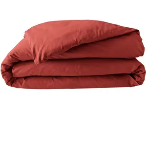 Douceur d'intérieur - Housse de Couette Percaline Terracotta, Percale ... pas cher