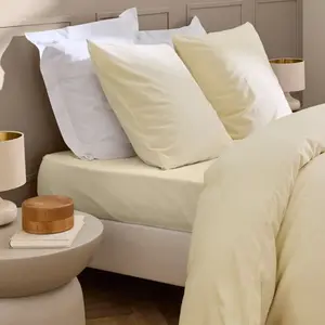 Drap housse 160x200 coton lavé ivoire douceur d'intérieur linella pas cher