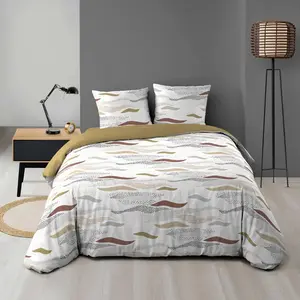 Parure de lit beige 240x220 cm microfibre - douceur dinterieur