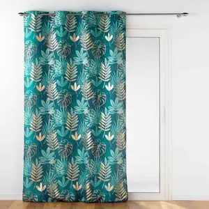 Comparateur de prix : Douceur d'Intérieur Rideau déco à oeillets 140 x 260 cm polyester imprimé Ornella Emeraude