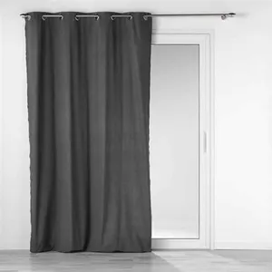 Douceur D'intérieur - Rideau à oeillets 140 x 240 cm coton recyclé Mistraline Anthracite pas cher