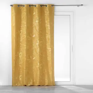Douceur d'Intérieur Rideau à oeillets 140 x 260 cm Imprimé métalillisé Belflor Jaune/Or pas cher