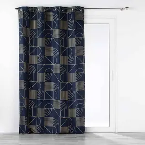 Comparateur de prix : Douceur d'Intérieur Rideau à oeillets 140 x 260 cm métallisé Lineaor Marine/Or