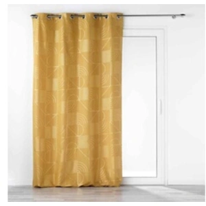 Douceur d'Intérieur Rideau a oeillets 140 x 260 cm polyester imprime metallise lineor Jaune/or pas cher