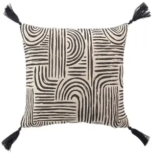 Comparateur de prix : Coussin Déco à Pompons "Pandore" 45x45cm Noir