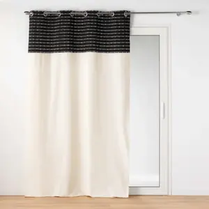 Rideau tamisant 140 x 240 cm coton recyclé + fils coupés Linechic Noir pas cher