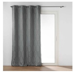 Bricoline - Rideau A Oeillets 140 X 260 Cm Jacquard Victoria Gris pas cher