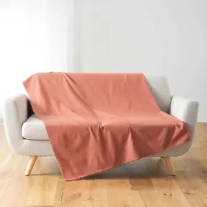 Comparateur de prix : Douceur d'Intérieur, Plaid (180 x 220 cm) Lucile Marsala, Polycoton Uni