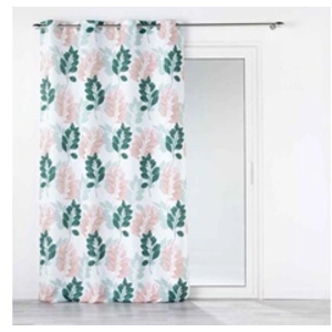 Douceur d'Intérieur Rideau a oeillets 140 x 280 cm polyester imprime belline Blanc/emeraude pas cher