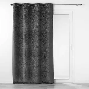 Rideau occutant 140 x 240 cm en velours relief Analia Anthracite pas cher