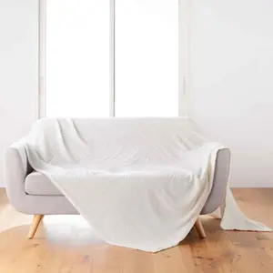 Comparateur de prix : Douceur d'Intérieur, Plaid (180 x 220 cm) Arya Naturel, Flanelle Relief