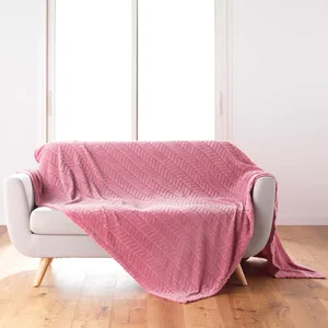 douceur d'intérieur, Plaid (180 x 220 cm) Arya Rose, Flanelle Relief
