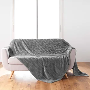 Comparateur de prix : Douceur d'Intérieur, Plaid (180 x 220 cm) Arya Gris, Flanelle Relief