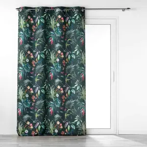 Comparateur de prix : Douceur d'Intérieur Rideau tamisant esprit exotique polyester vert emeraude 140x260 cm