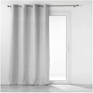 Douceur d'Intérieur Bricoline - Rideau a oeillets 140 x 260 cm jacquard chenille Mariella Gris pas cher