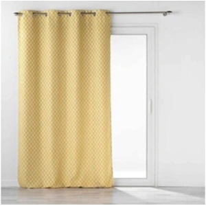 Douceur d'Intérieur Bricoline - Rideau a oeillets 140 x 260 cm jacquard chenille Mariella Ocre pas cher