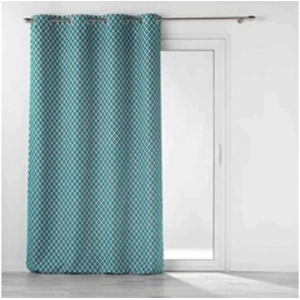 Douceur d'Intérieur Rideau a oeillets 140 x 260 cm jacquard chenille Mariella Petrole pas cher