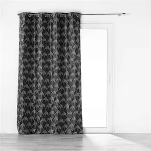 Douceur d'Intérieur, Rideau à Oeillets (140 x 260 cm) Floriani Noir, Jacquard pas cher
