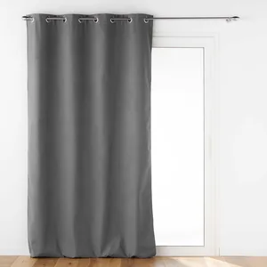 Douceur d'Intérieur Rideau isolant doublé polaire polyester gris anthracite 140x260 cm pas cher