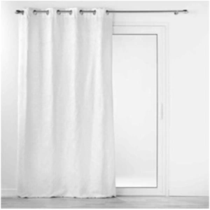 Douceur d'Intérieur Bricoline - Rideau a oeillets 140 x 260 cm jacquard Floriss Blanc pas cher