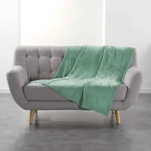 Comparateur de prix : Douceur d'Intérieur, Plaid (125 x 150 cm) Flanou Sauge, Flanelle