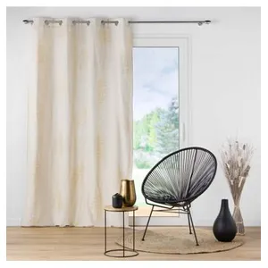 Bricoline - Rideau à oeillets imprimé métallisé - 140x240cm - Beige pas cher