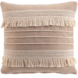 Coussin déhoussable à franges 45 x 45 cm