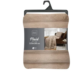 Plaid 125 x 150 cm imitation fourrure/polaire Boudoir Sable pas cher